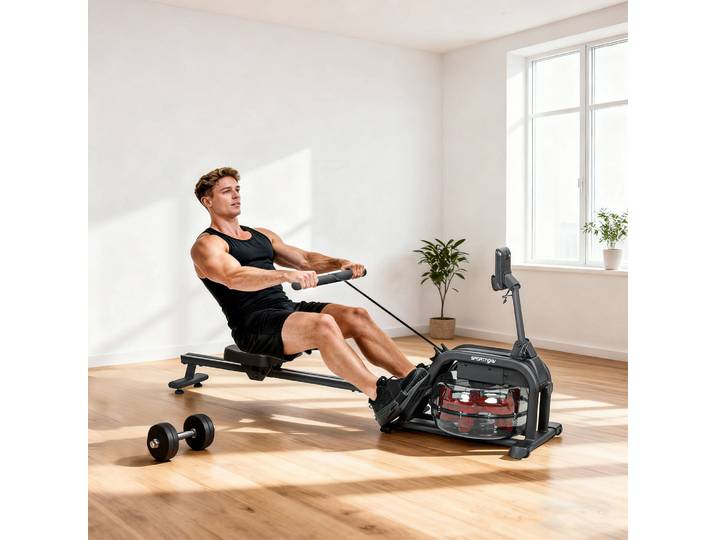 SPORTNOW Rameur à Eau 6-11L Écran LCD Noir