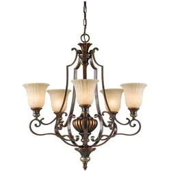 Elstead Lighting, Kronleuchter, Kelham Hall Kronleuchter E27 5-fach Florenz Gold, Britische Bronze (68.60 cm)