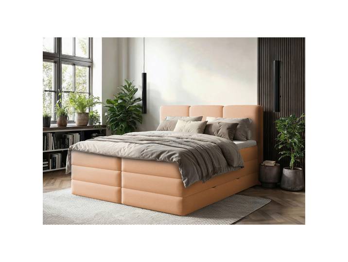 Boxspringbett, Terracotta, 180x200 cm, Holz, Bettkasten & Gepolstertes Kopfteil, Modern, MID.YOU