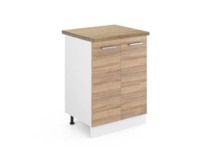 Vicco Küchenunterschrank R-Line Sonoma 60 cm, AP Eiche, Sonoma Eiche, Weiß, 1 Fächer, Rechteckig, 60x81.6x60 cm, Küchen, Küchenmöbel, Küchenschränke, Küchenunterschränke