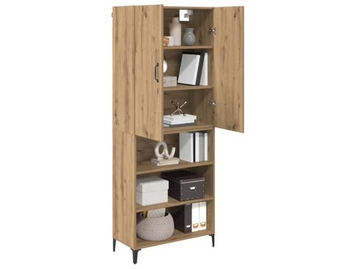 KTHLBRH Sideboard Eiche Handwerk 69,5 x 34 x 180 cm Mehrschichtholz, 4 Einlegeböden, 1 Tür, Wandmontage, Metallbeine
