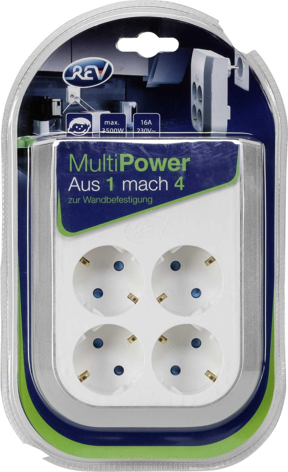 REV MultiPower stekkerdoos met 4 stopcontacten