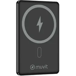 Muvit Powerbank for Change Schwarz Aluminium 5000 mAh (5000 mAh, 15 W), Powerbank, Schwarz