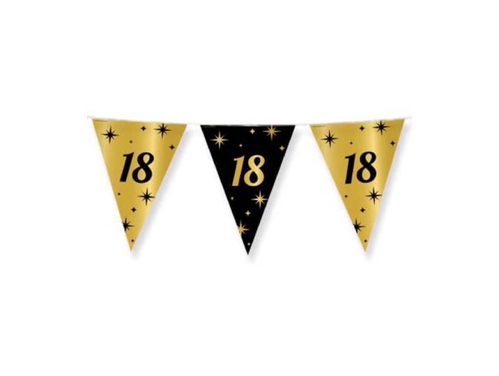 PD-Party - Verjaardagsvlaggetjes Voor 18e Verjaardag - Vlaggenlijn - Zwart Goud Decoratie - Feestdecoratie - Jubileum - 1000 x 30 cm