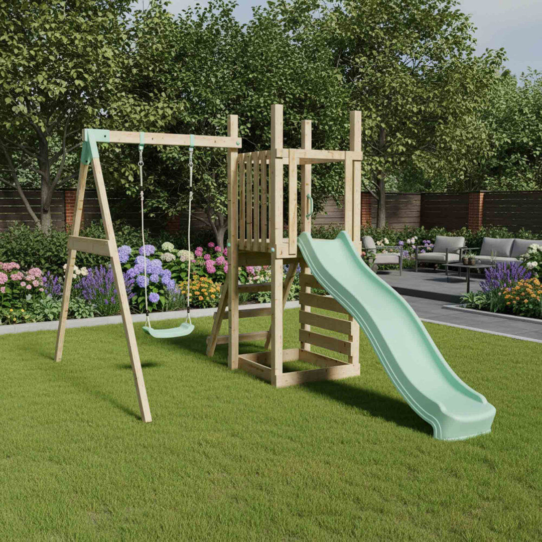Mercia Garden Products Mercia Tower With Slide & Swing Natural Wood