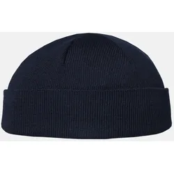 Hanseheld Strickmütze Seebär Baumwolle Dockermütze kurz flach - Marine blau