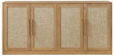 Lesly "67"" Modern 4-Door Rattan Sideboard Buffet Cabinet"