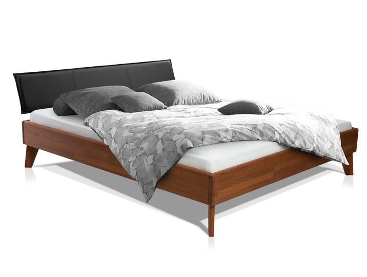 CALIDO 4-Fuß-Bett mit Polsterkopfteil, Material Massivholz