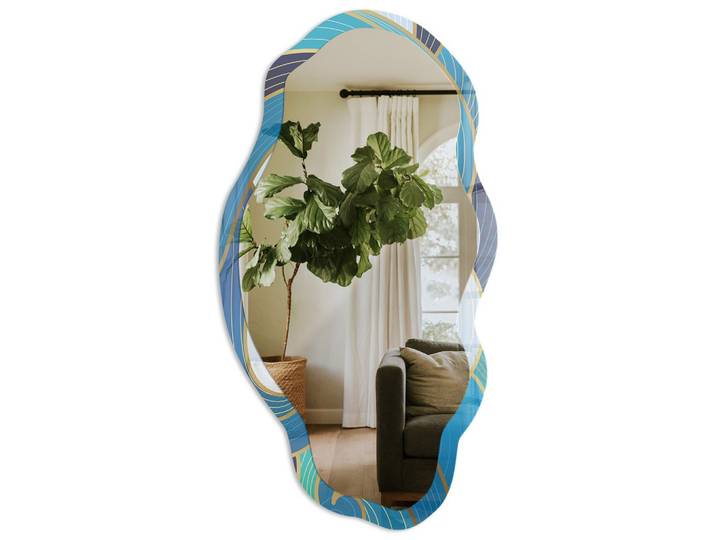 SPIEGEL 90x45 cm asymmetrisch mit Druck - Meereswellen