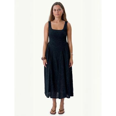 Maxikleid TEESHOPPEN "TEESHOPPEN Dress Asta", Damen, Gr. S, Normalgrößen, schwarz, Obermaterial: 100% Baumwolle, Kleider Maxikleid