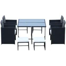 Outsunny 9 tlg. Sitzgruppe Polyrattan Gartenset Sitzgarnitur Schwarz