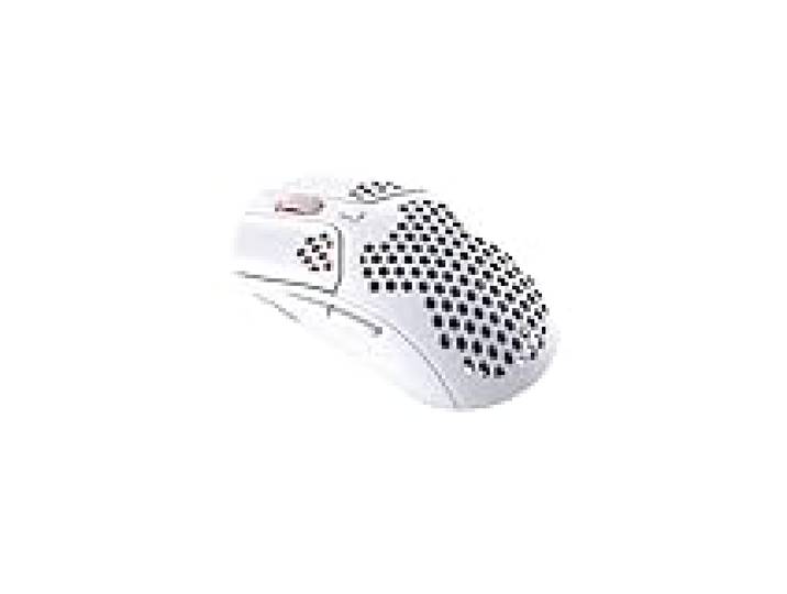 HyperX Pulsefire Haste – Souris de Jeu - Ultra-Légère, 62 g, 100 Heures d’Autonomie, sans Fil 2.4 Ghz, Coque en Nid d’Abeille, Design Hexagonal, Jusqu’À 16 000 DPI, 6 Boutons – Blanche/Rose