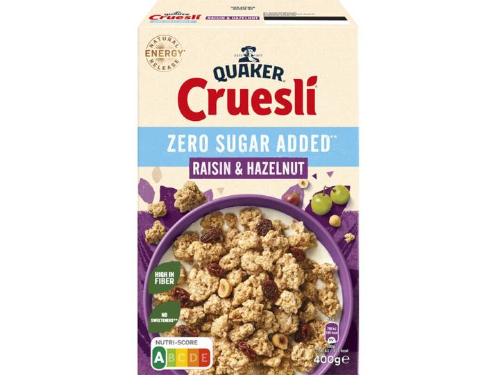 Quaker Cruesli Zero Sugar Rozijn &amp; Hazelnoot - 400 g