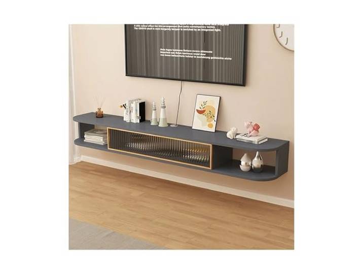 Hhmmei2024-23 Schwebender TV-Schrank an der Wand Schwebender Wand-TV-Schrankständer, wandmontierte Medienkonsole aus Holz Entertainment-Center(Grigio)