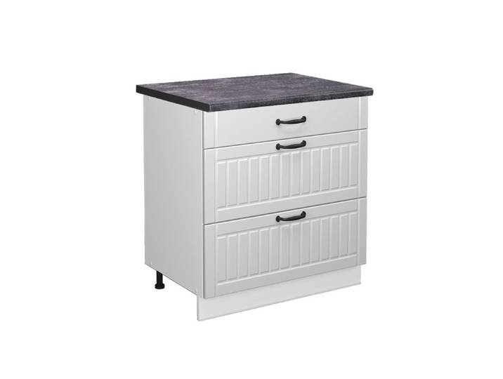 Meuble cuisine Fame-Line 80cm avec 3 tiroirs PT Anthracite Blanc campagne/Blanc Vicco 45614