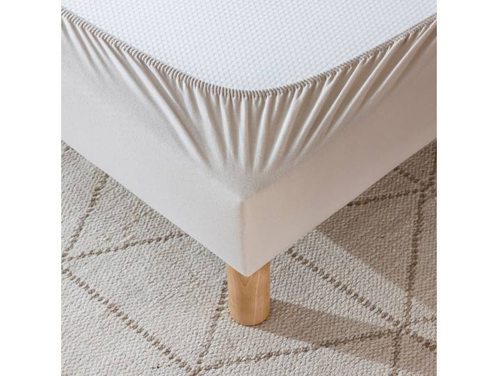 Cache-sommier coton jersey beige 160x190 à 180x200