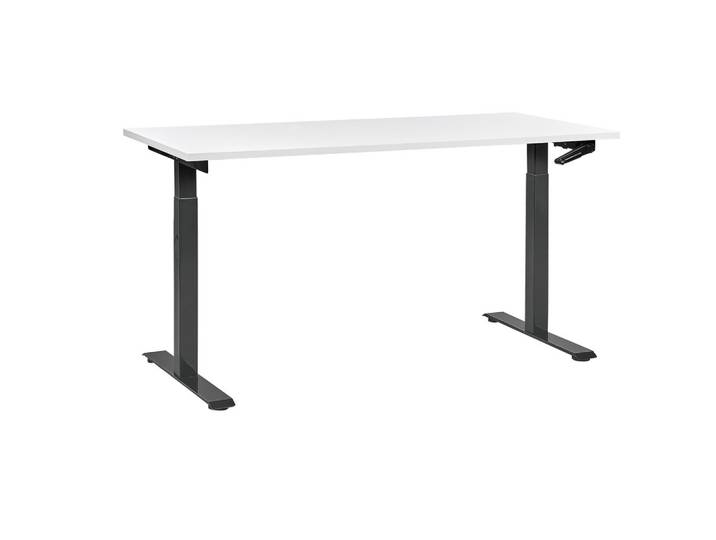 SCHREIBTISCH weißschwarz 160/72 cm manuell höhenverstellbar Destin III