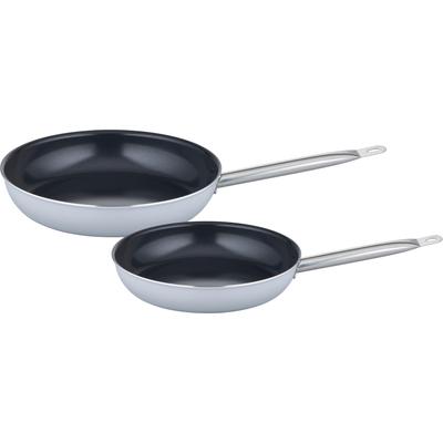 Pfannen-Set GSW "Gastro Basic, Gastro-Qualität", grau (grau, schwarz), H:6,5cm, Pfannen, VITAFLON QUARZIT Antihaft-Versiegelung, Induktion