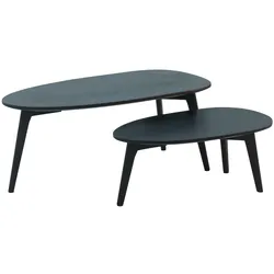WOHNLING WL6.725 Design Couchtisch (2er Set) Schwarz 100 cm x 50 cm x 42 cm