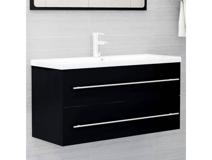 BEAU Meuble bas de Salle de Bain - Armoire d'évier - Noir 100x38 5x48 cm Bois d'ingénierie mode837411