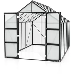 Vitavia Gewächshaus Domus 9900 inkl. 4 Dachfenstern - 9,9 m2 4 mm Hohlkammerplatten schwarz