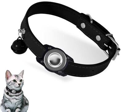 Everyday Crate Waterproof AirTag Pet Collar With Secure Anti Lost Tracker Holder black