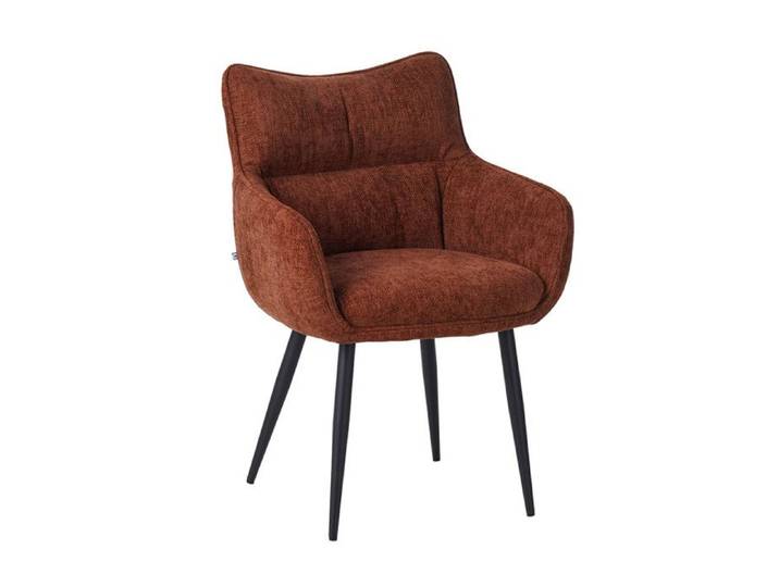 Fauteuil repas Lucas tissu marron pieds métal Takasit