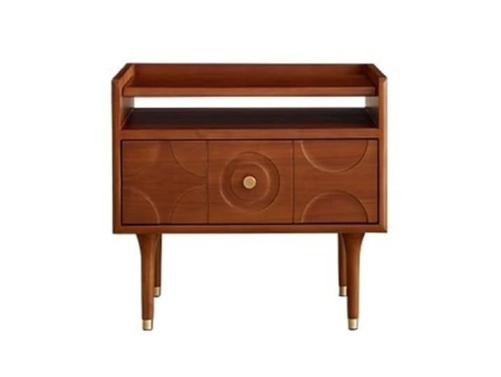Mid-Century Nachttisch – Massivholz Nachttisch mit 2 Schubladen, 20 hoch