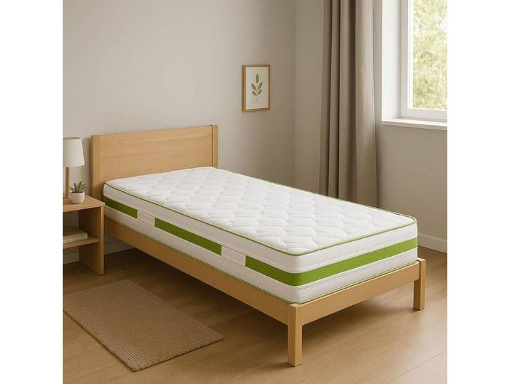 Matelas 90x190 cm Rêverie 30 cm mousse haute densité ferme face été/hiver + 1 oreiller
