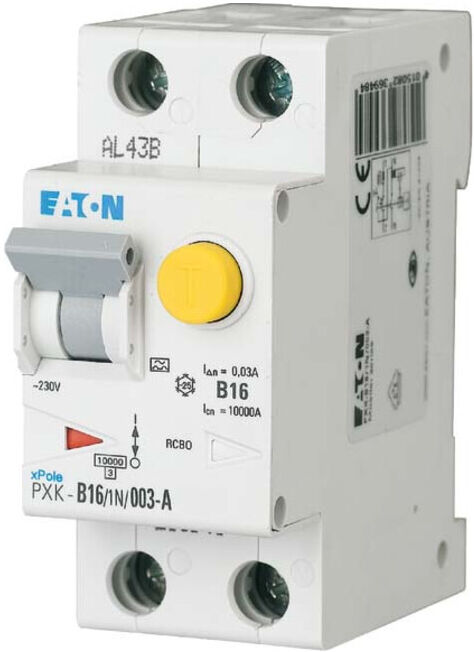 Eaton Interrupteur différentiel FI/LS B 16A 1p+N, 30mA PXK-B16/1N/003-A (236948)