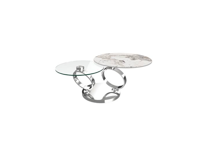 Ausziehbarer, flexibler Design Couchtisch „Eolia Silver“ Keramik Calcatta glänzend Akante Design