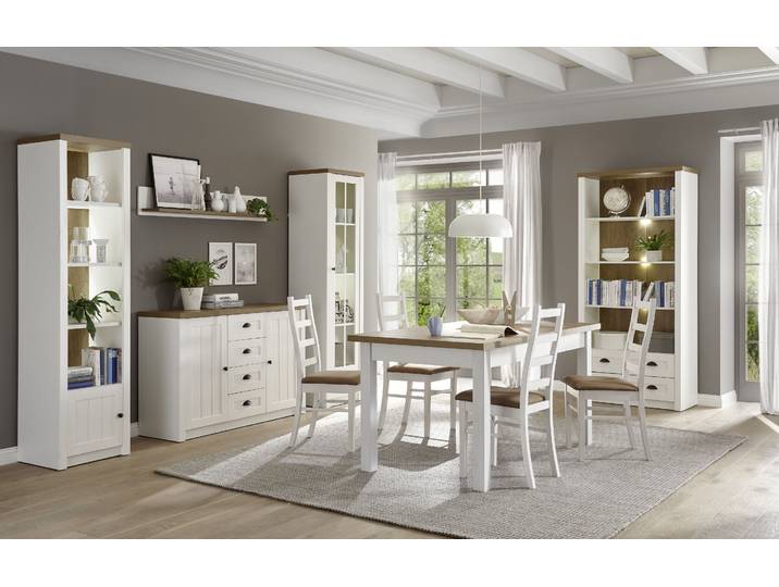 Wohnwand HOME AFFAIRE Beauvais , weiss (weiß), B:300cm H:198cm T:43cm, Holzwerkstoff, Kastenmöbel-Sets, Wohnwand