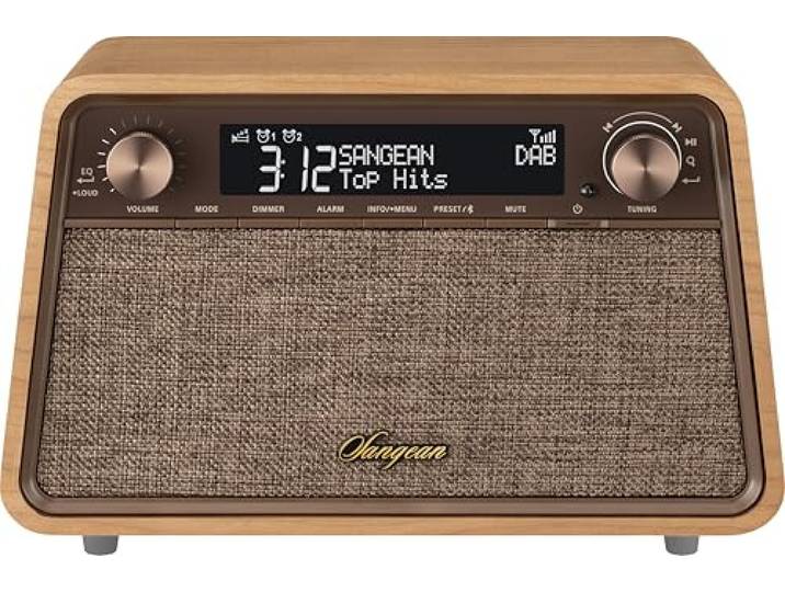 Sangean WR-201D Dab+ (10), FM RDS (10) radio met Bluetooth, met LCM-display voor eenvoudig aflezen en helderheid en instelbaar, van hout.