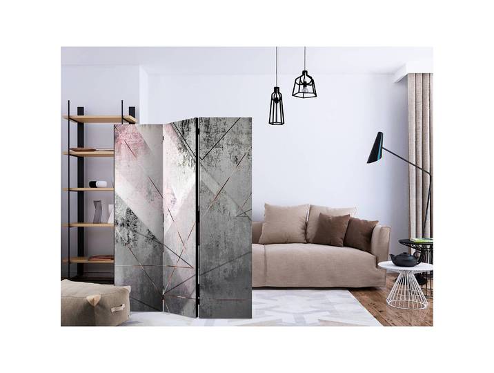 Paravent Triangular Perspective Polaire Gris 135 x 172 x 3cm 3 éléments