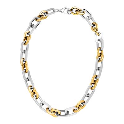 Kette ohne Anhänger JOBO "Statement Halskette", silber (edelstahlfarben), Halsketten, Damen, Edelstahl, L: 51, Edelstahl Bicolor-Optik 13 mm 51 cm