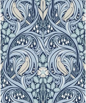 Seabrook Designs Bird Scroll Nonwoven Unpasted Wallpaper