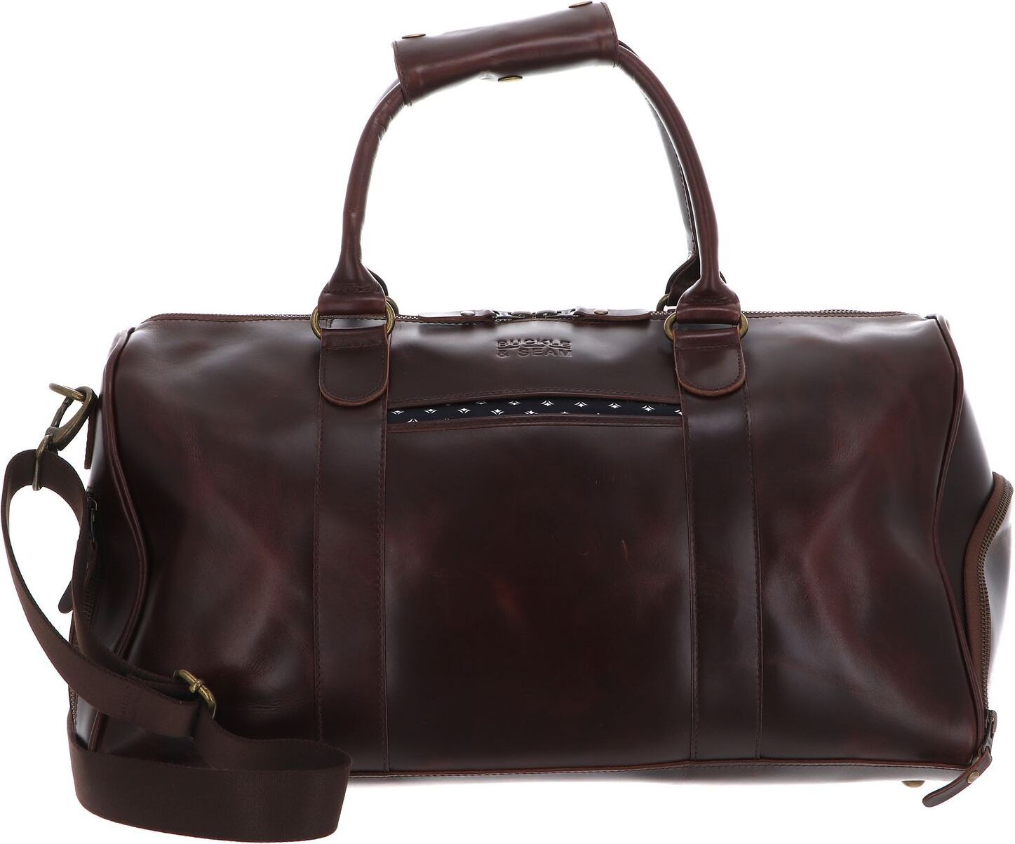 BUCKLE & SEAM Leder Reisetasche Collin Dot Weekender Brown braun