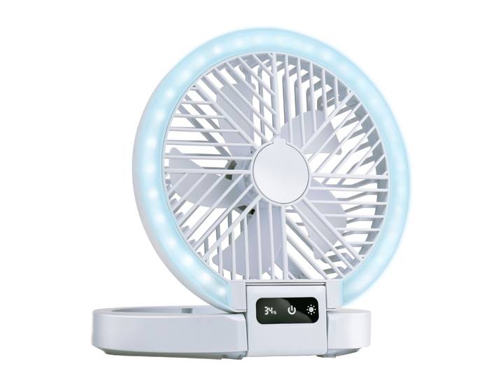 Tischventilator 5 Stufen mit USB und LED weiss