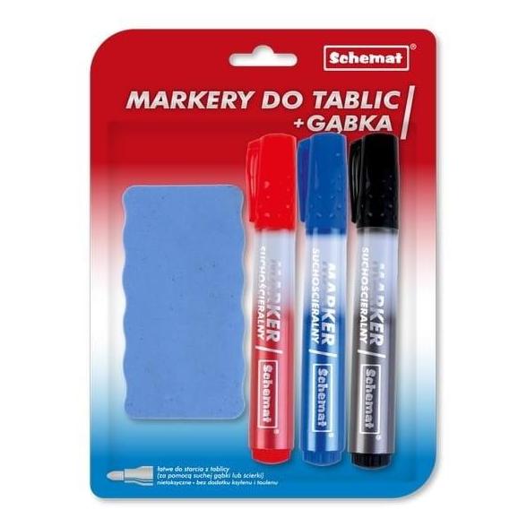 Schemat Trocken abwischbare Marker für Whiteboards + Schwamm (49002389)