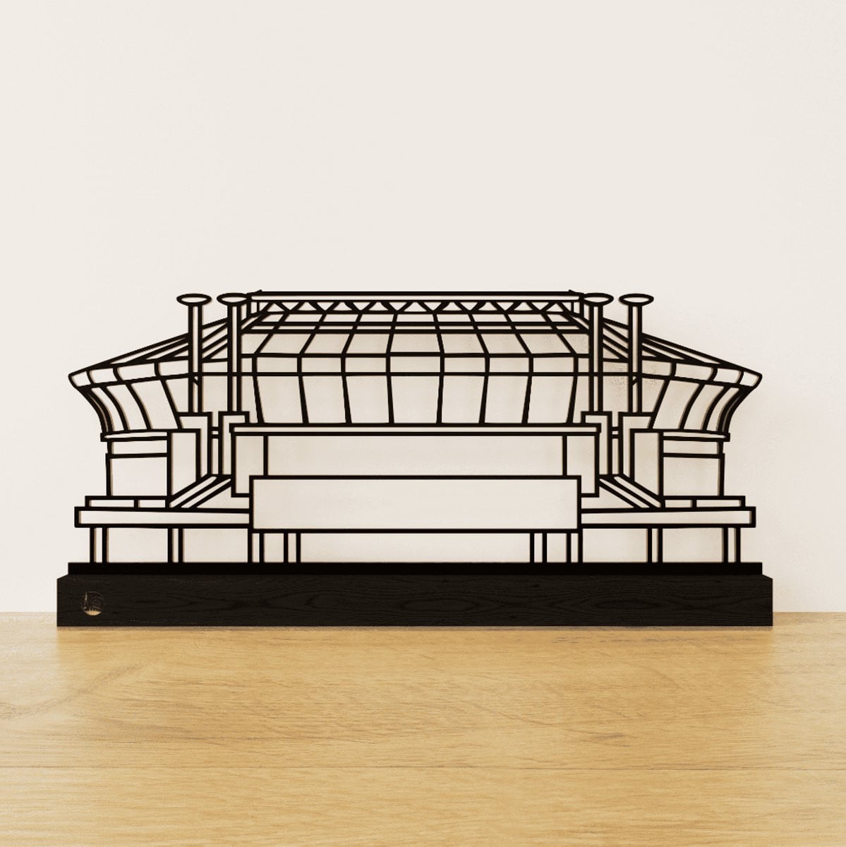 Outlinr Johan Cruijff ArenA Ajax Stadion Silhouet Voetbal Cadeau - Zwart Staal & Zwart Eikenhout - 30 cm