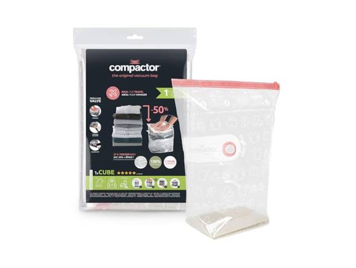 Compactor – Sac de rangement sous vide manuel pour vêtements taille 30 x 20 x H.50 cm – Sac de rangement sous vide de voyage