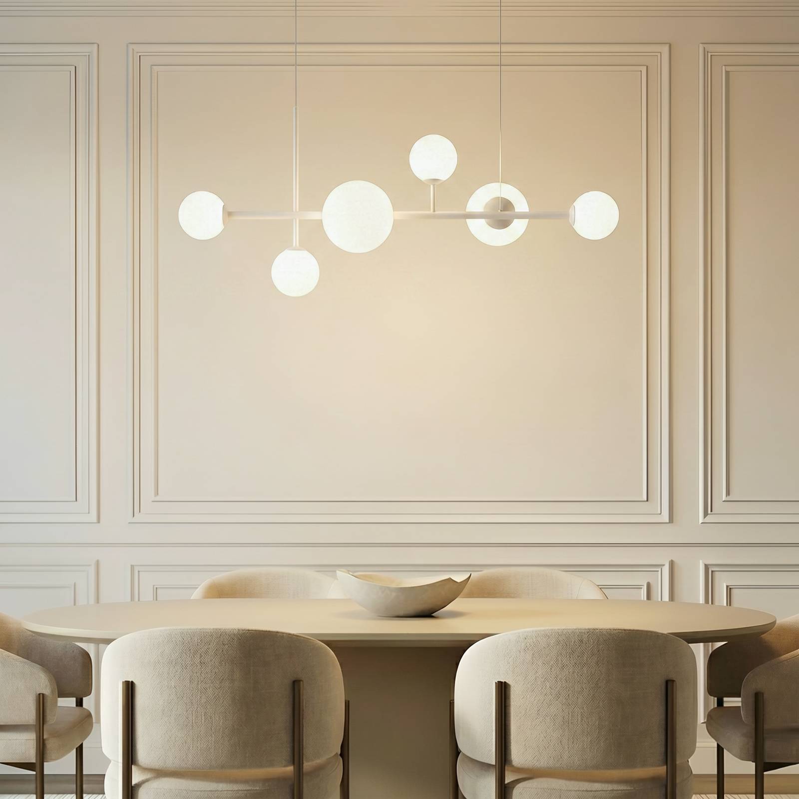 Lampada a sospensione Dione ALDEX, dimmerabile, Bianco / Opale, Soggiorno / Sala da pranzo, Vetro, Moderno, Lampada a sospensione