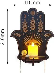 Smart Shopping Spot Wooden Wall Shelf Candle Holder Elegant Handcrafted Stone Wall Shelf For Home Decoration palm