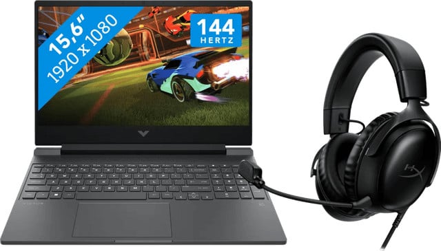 HP Victus 15-fa2975nd Gaming Laptop met HyperX Cloud III Wired Gaming Headset