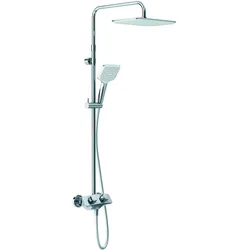 KLUDI COCKPIT Explorer Thermostat Dual Shower System, höhenverstellbare und schwenkbare Kopfbrause, chrom, 8005005-00
