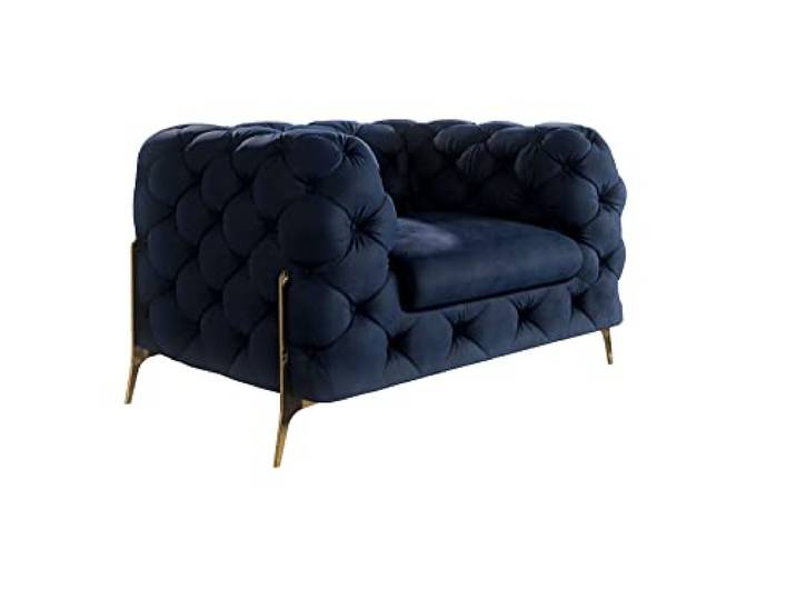 S-Style Möbel Milton Chesterfield Sessel Loungesessel Lesesessel Cocktailsessel Clubsessel Mini Sofa 1-Sitzer Couch Wohnzimmer Möbel 125x100x73 cm Marineblau