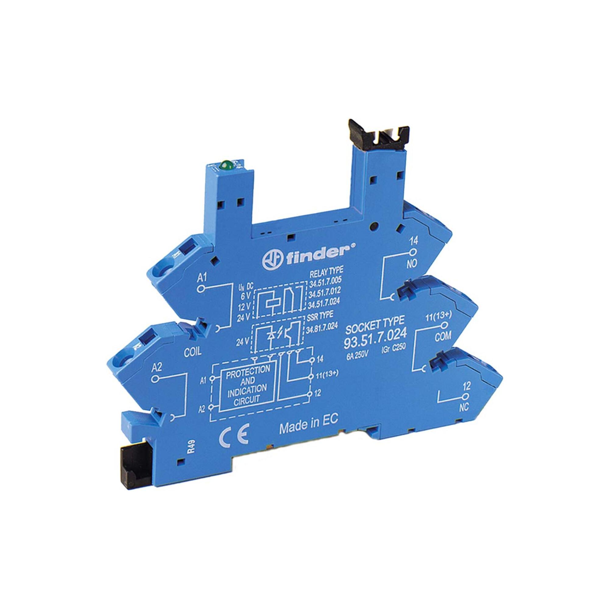 Finder Fassung m.Zugfederklemme 12VDC blau 93.51.7.024 (93517024)
