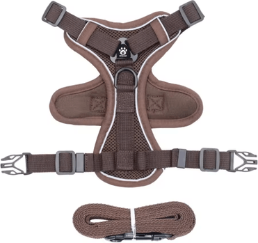 Inspire Picks ReflectaFit Adjustable Cat Harness And Leash Set For Safe Outdoor Adventures brown xl