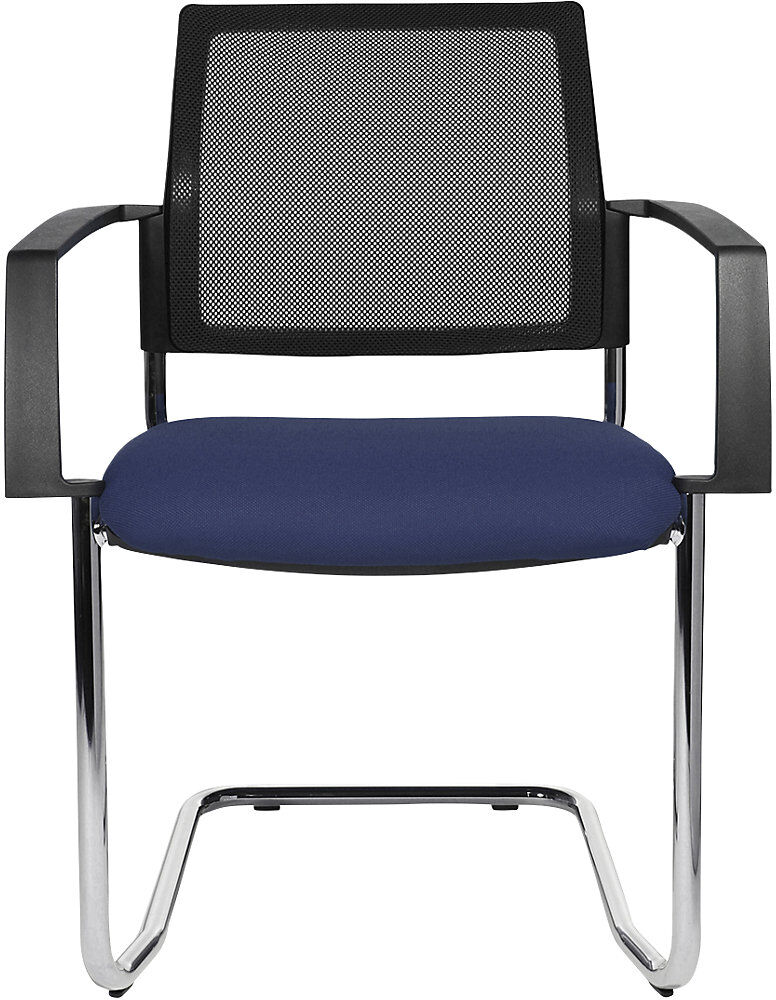 Netz-Stapelstuhl, Freischwinger, VE 2 Stk, Sitz blau, Gestell chrom Topstar