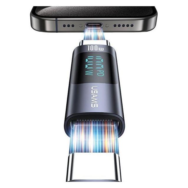 Usams Adapter AU18 USB-C - USB-C Digital Display 100W stalowy/aluminium SJ682TC01 (US-SJ682) (USB-C) (SJ682TC01)